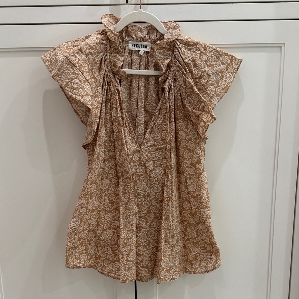 Secular Floral Tan Top - Large